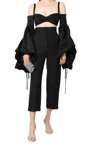 DEL CORE-Preloved Shoulder Drop Crop Top Sz-46