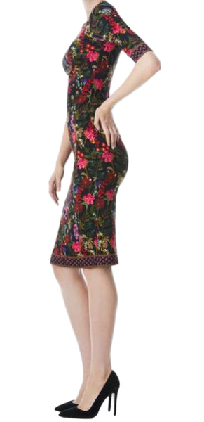 Alice + Olivia Delora Floral Crewneck Midi Dress Sz-6