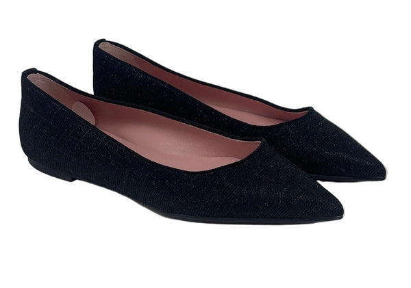 Pretty Ballerinas Sparkly Black Ballet Flats Sz-38.5