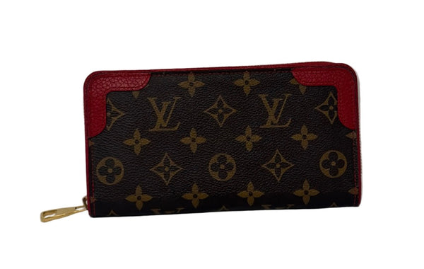 Louis Vuitton-Preloved-Red/Brown Monogram Zippy Retro Wallet