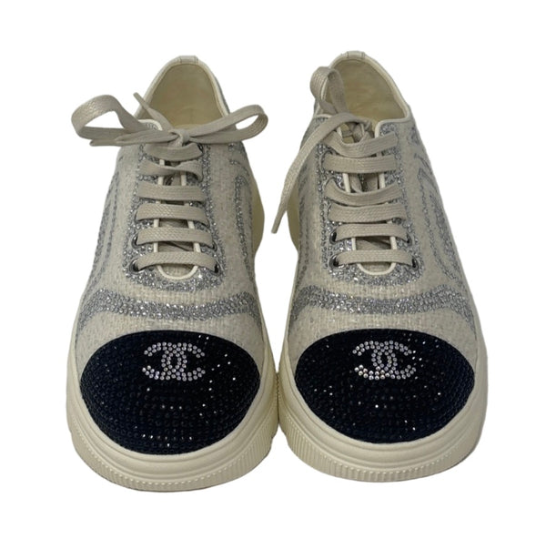 Chanel-NEW With Box-Crystal Embellished Platform Sneakers Sz-38