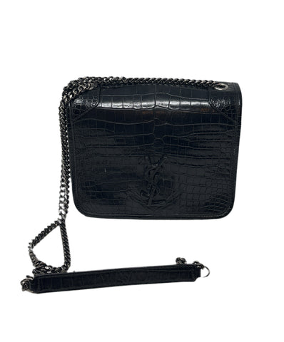 YSL Niki Crocodile Embossed Crossbody Bag