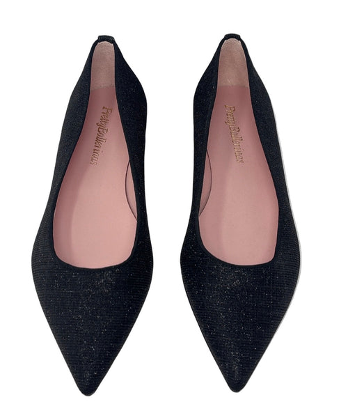 Pretty Ballerinas Sparkly Black Ballet Flats Sz-38.5