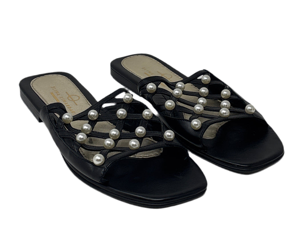 Elina Linardaki Black Pearl Sandals Sz-40