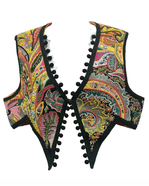 ETRO Paisley Beaded Embroidered Vest Sz-48