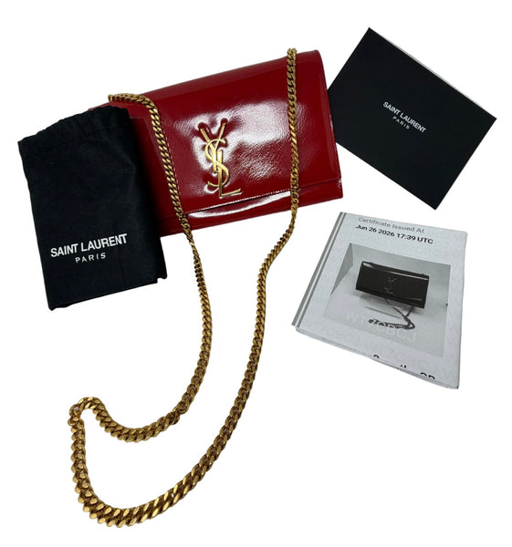 YSL-Red Patent Leather/ Gold Hardware - Kate Small Crossbody Bag