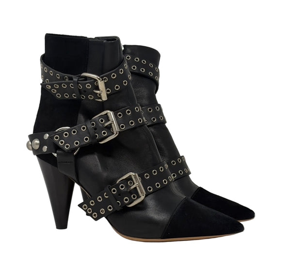 Isabel Marant-Preloved-Black Lysett Buckled Ankle Boots Sz-39