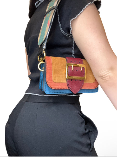 Burberry Multi-Color Leather Buckle Shoulder Bag