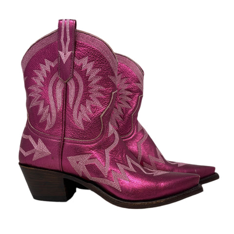 Miron Crosby Metallic Hot Pink Boots Sz-8 1/2