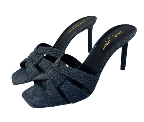 Saint Laurent Jean Navy Blue Heels Sz-39 1/2