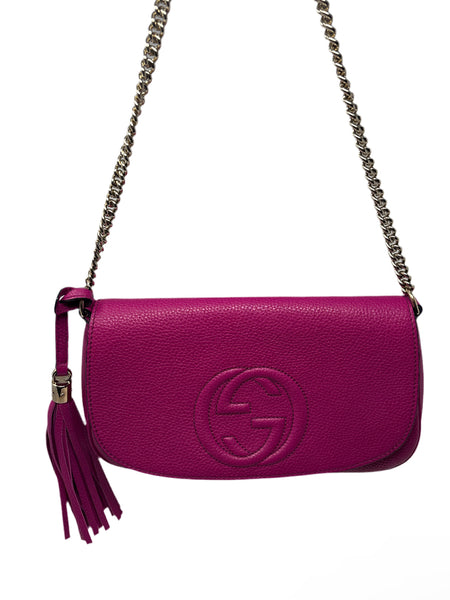 Gucci-Fuchsia Soho Chain Flap Shoulder Bag