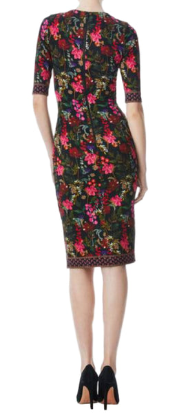 Alice + Olivia Delora Floral Crewneck Midi Dress Sz-6