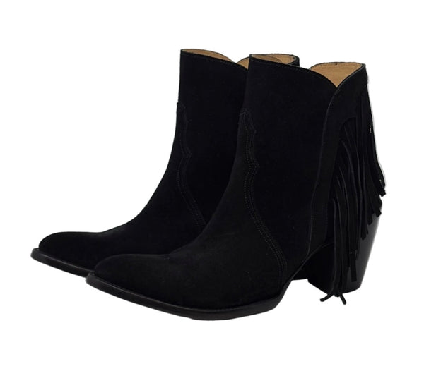 Lucchese-Preloved-Black Suede Boots Sz-9