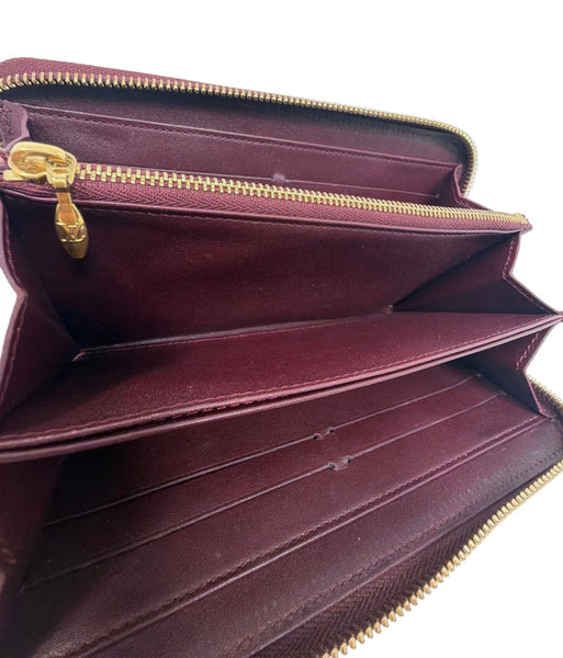 Louis Vuitton-Preloved-With Box-Monogram Vernis Leopard Wallet In Rouge Fauviste