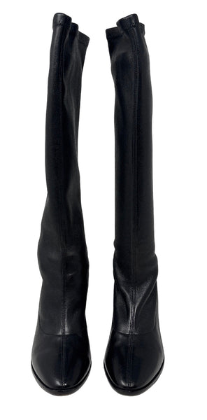 BALENCIAGA Black Leather Zipper Boots Sz-40