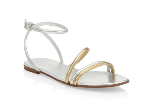Gianvito Rossi Bekah Flat Metallic Sandals Sz-38