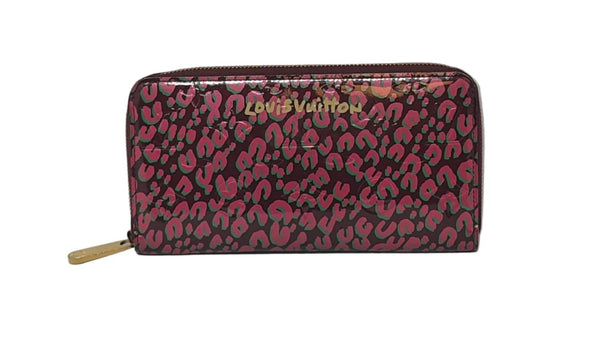 Louis Vuitton-Preloved-With Box-Monogram Vernis Leopard Wallet In Rouge Fauviste