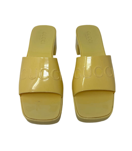 Gucci Yellow Rubber Sandal Slides Sz-38