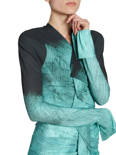 VICTORIA BECKHAM-Printed Fluid Jersey A/o Feather Dress Sz-Uk12