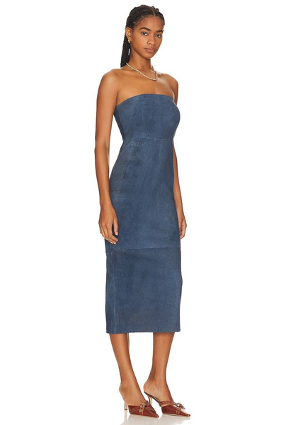SPRWMN-Denim Suede Tube Dress Sz-M