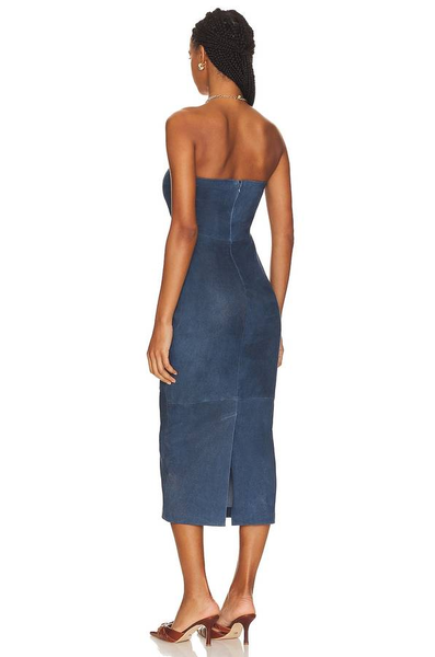 SPRWMN-Denim Suede Tube Dress Sz-M