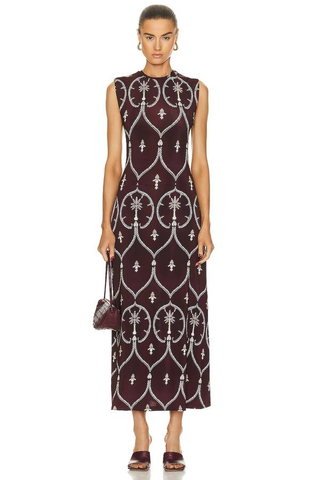 Johanna Ortiz-Gypsy Heart Silk Midi Dress Sz-8