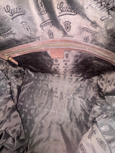 Gucci RARE Babouska Brown Leather Dome Handbag with Gold Hardware and Gold Metal Heart