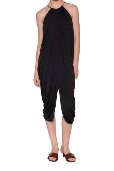 Loewe-NEW With Tags-Embellished Draped Silk Halterneck Midi Dress With Large Logo Back Sz-44