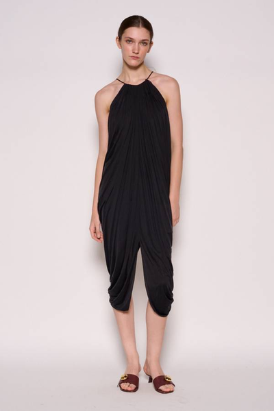 Loewe-NEW With Tags-Embellished Draped Silk Halterneck Midi Dress With Large Logo Back Sz-44