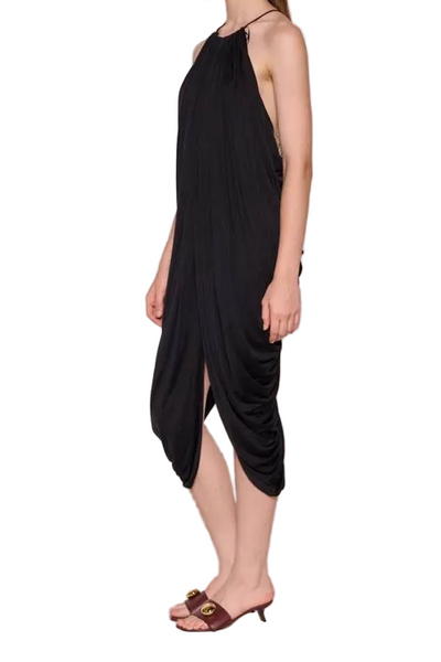 Loewe-NEW With Tags-Embellished Draped Silk Halterneck Midi Dress With Large Logo Back Sz-44