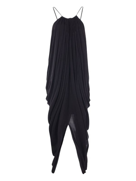 Loewe-NEW With Tags-Embellished Draped Silk Halterneck Midi Dress With Large Logo Back Sz-44