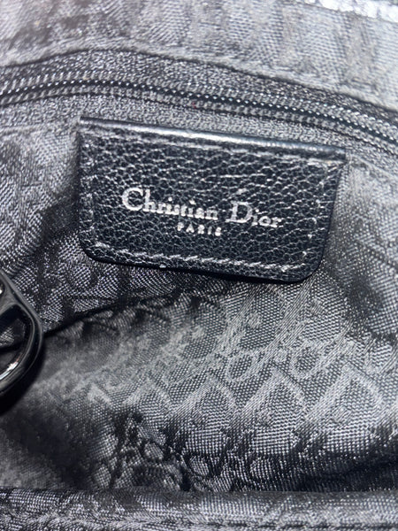Christian Dior-Black Leather Saddle Handbag with Silver Haardware