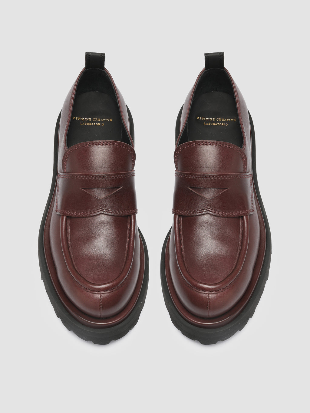 Officine creative burgundy leather loafers