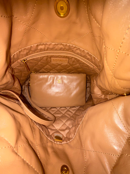 Chanel-NEW With Box-Tan Orange Chanel 22 Tote Bag