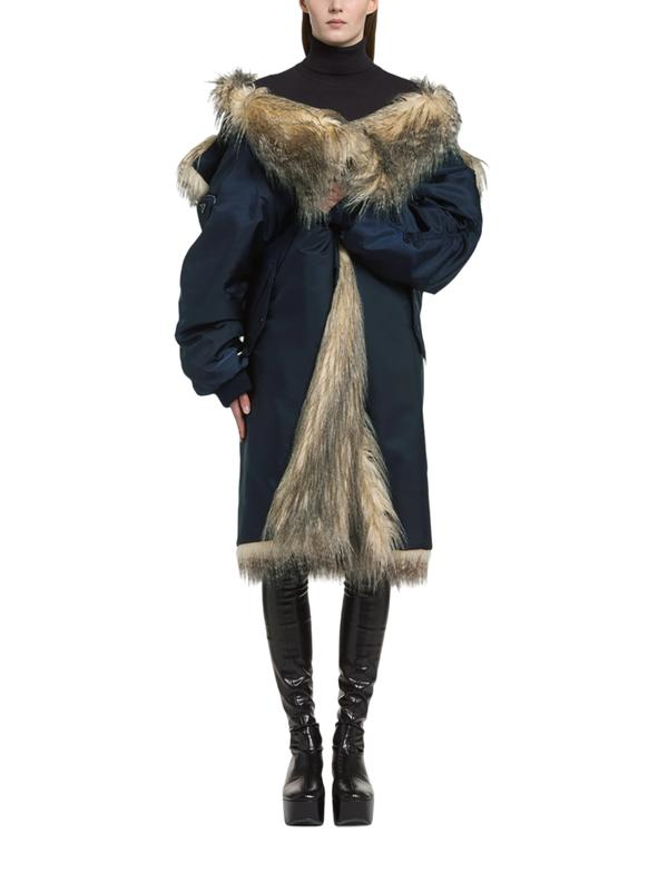 PRADA Fur trimmed coat