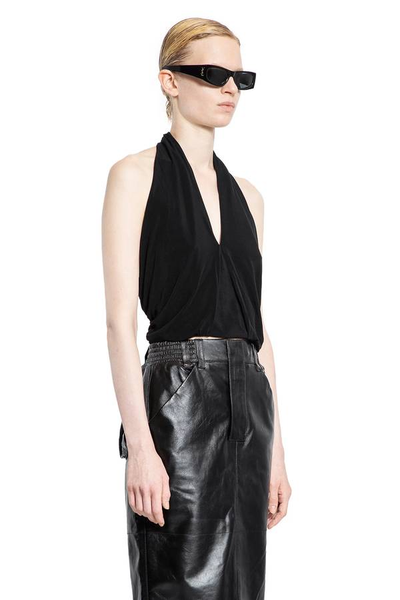 SAINT LAURENT draped-ruched-stretch-jersey-halterneck-top