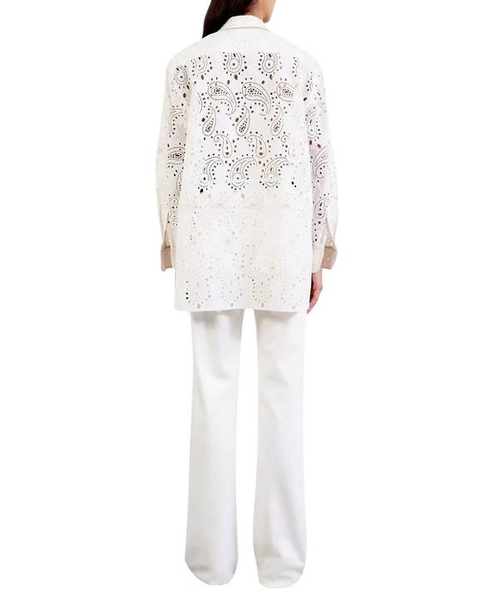 NILI LOTAN Mael-embroidered poplin shirt -size large - NEW WITH TAGS