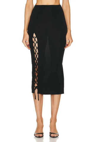 Fleur Du Mal Jersey Lace Up Skirt - Size-Large