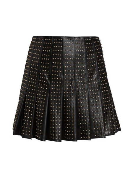 alice + olivia leather pleated skirt with gold studs size-8