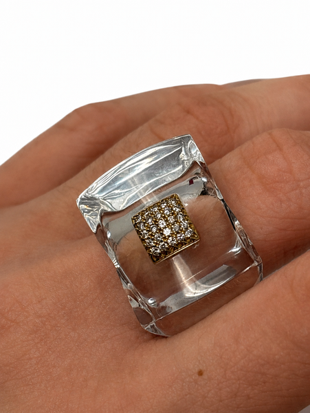 Baccarat clear crystal diamond ring size 8
