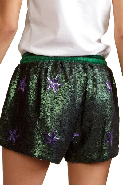 Cynthia Rowley-Preloved Green Shorts with Purple Stars Sz-M