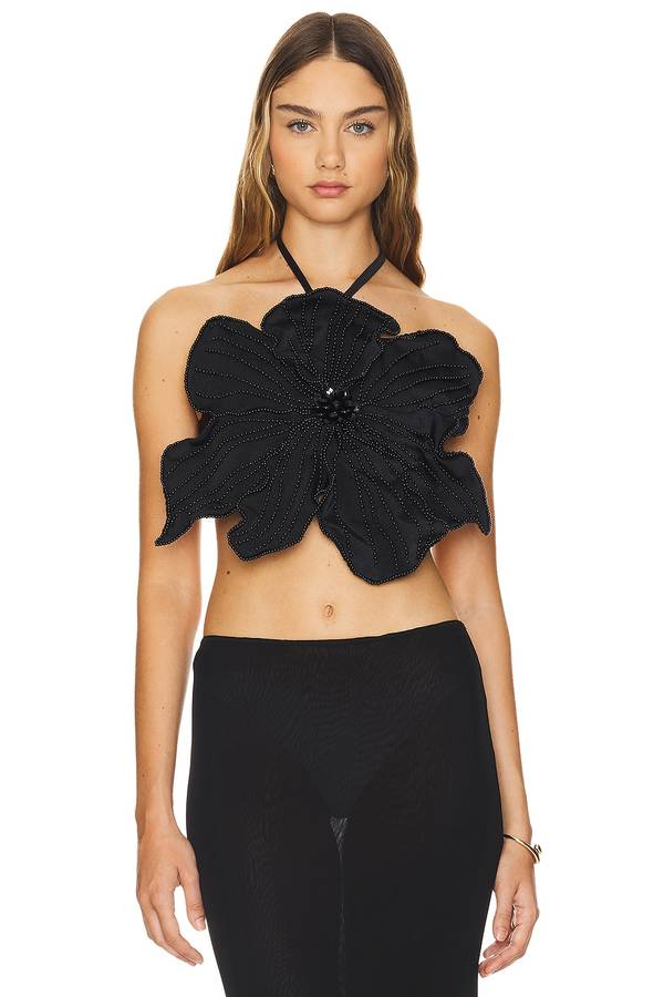 PatBo-hand beaded flower top size-XL