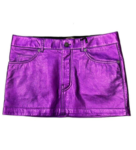 SAINT LAURENT-METALLIC LEATHER SKIRT size-40