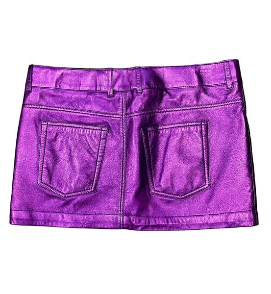 SAINT LAURENT-METALLIC LEATHER SKIRT size-40