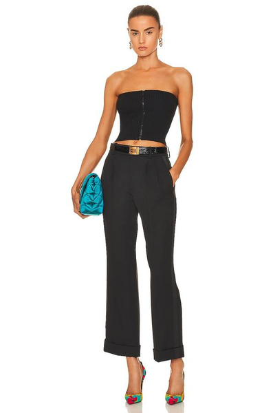SAINT LAURENT-STRAPLESS RIBBED ZIP TOP size XL