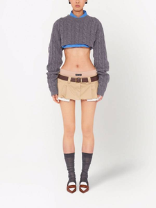 MIU MIU-CASHMERE CROPPED KNIT SWEATER Size 44 - New With Tags