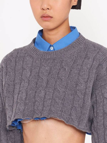 MIU MIU-CASHMERE CROPPED KNIT SWEATER Size 44 - New With Tags
