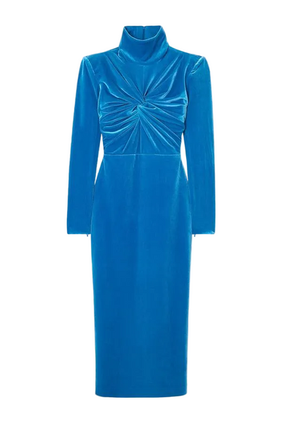 Alex Perry-Preston Velvet Turleneck Twist Long Sleeve Dress Sz-14
