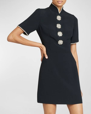 Andrew GN-Woven Short Sleeve Dress With Pearl Trim Sz-44