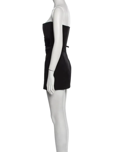 Alex Perry-Satin Crepe Strapless Corset Drape Mini Dress Sz-14